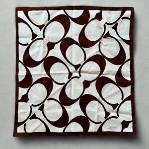Coach White Brown Cotton Handkerchief